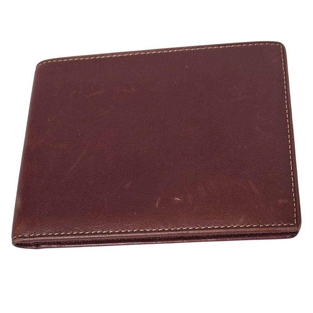 Trafalgar Mens Brown Leather Bifold Wallet Slim Credit Card Billfold  -Imperfect